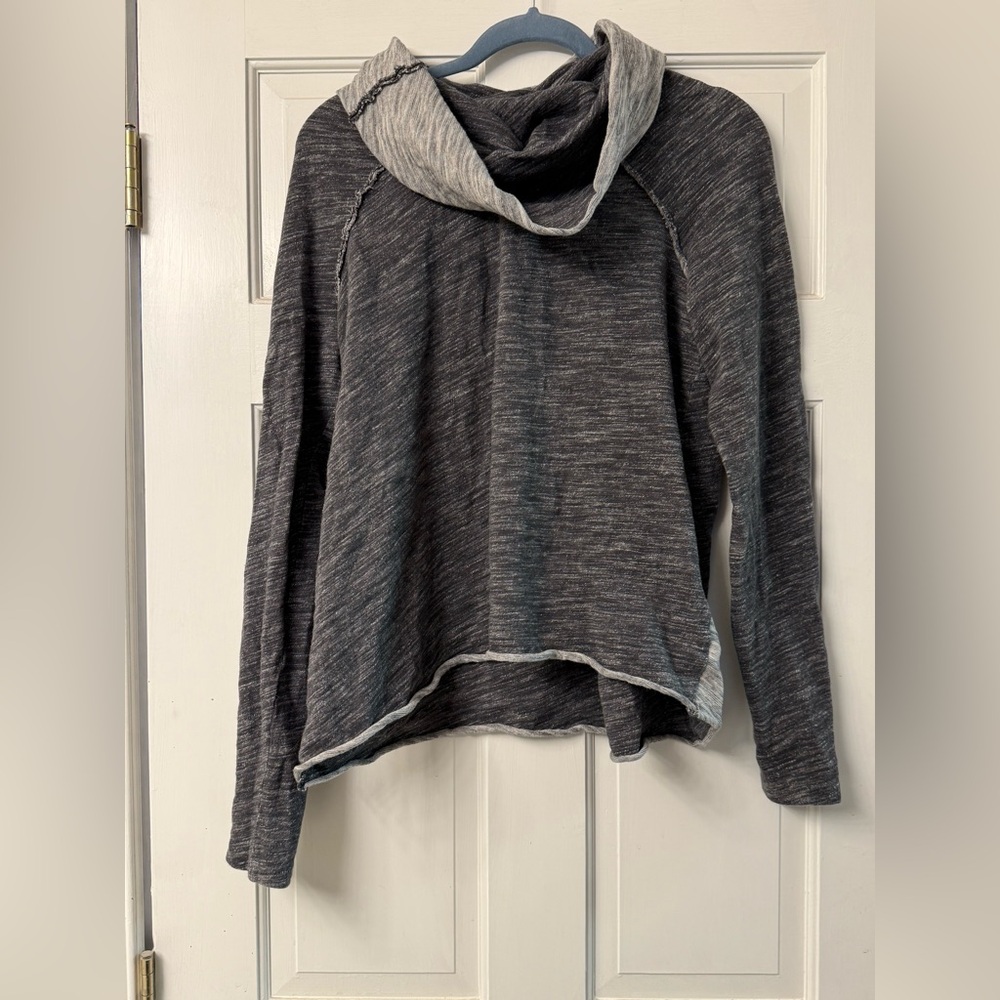 Free People Charcoal Heather Cowl Neck Sweater